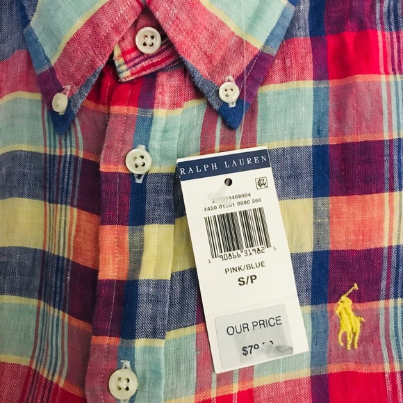 Ralph Lauren 100% Linen Shirt Plaid Men’s P/S - Picture 7 of 7